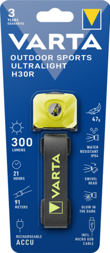 Ліхтар налобний VARTA Outdoor Sports Ultralight H30R жовтий 157 фото