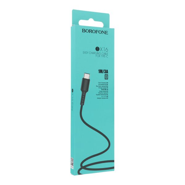 Кабель зарядний BOROFONE 1M 3.0A BX16 USB Type-C чорний 145 фото