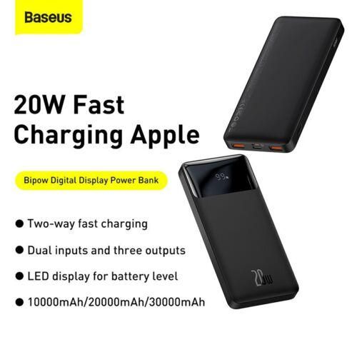 Повербанк Baseus Bipow Digital Display 10000 mAh 20 W USB + USB C для мобільного телефону 106 фото