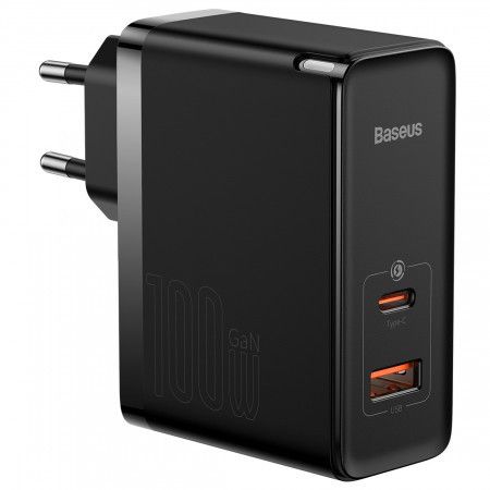 Мережевий зарядний пристрій Baseus GaN5 Pro Fast Charger C+U 100W EU Black + Кабель Type-C/Type-C 211 фото